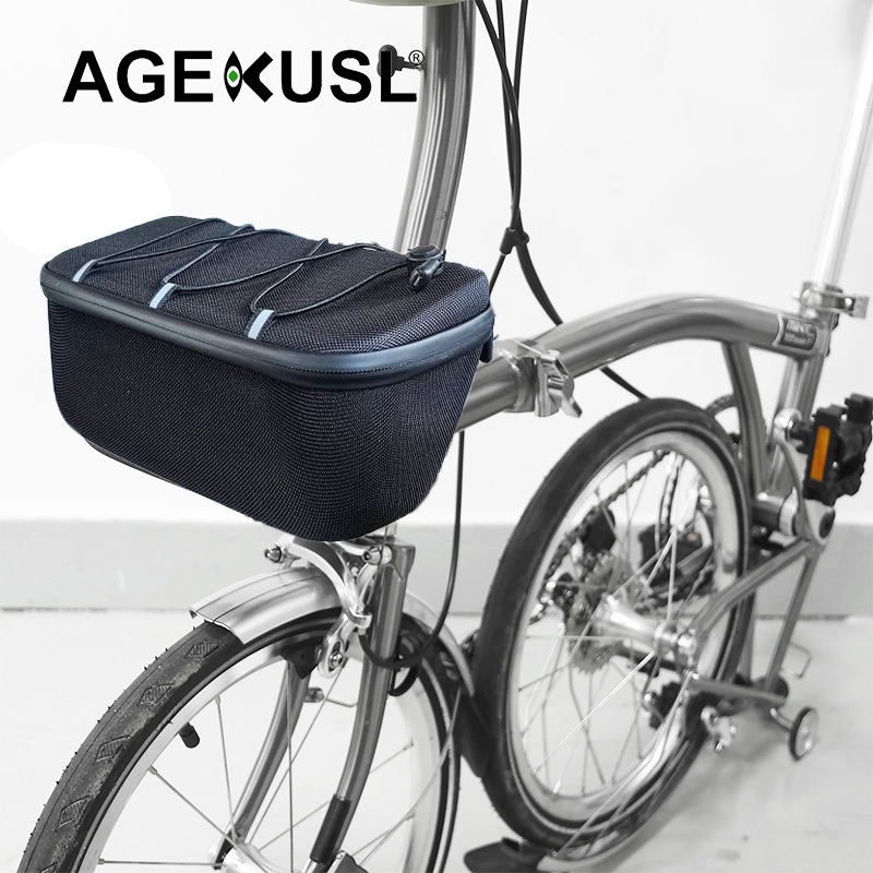 Agekusl กระเป๋าตะกร้าเก็บของ ด้านหน้า สําหรับจักรยานพับได้ Brompton 3Sixty Aceoffix