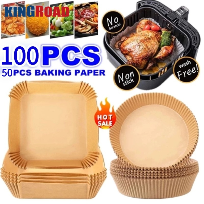 จัดส่งจากประเทศไทย50ชิ้น แผ่นกระดาษทอดอากาศ,กระดาษอบทอดอากาศไร้น้ํามัน,กระดาษอบแบบใช้แล้วทิ้งสําหรับเตาอบ,แผ่นกระดาษทอดอากาศ
