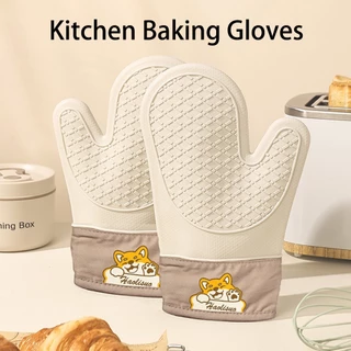ถุงมืออบขนมในครัว Anti-Scalding Anti Slip Silicone 300 ℃ เตาอบทนอุณหภูมิสูงไมโครเวฟหนาเครื่องครัวความร้อนฉนวนเครื่องมืออบ