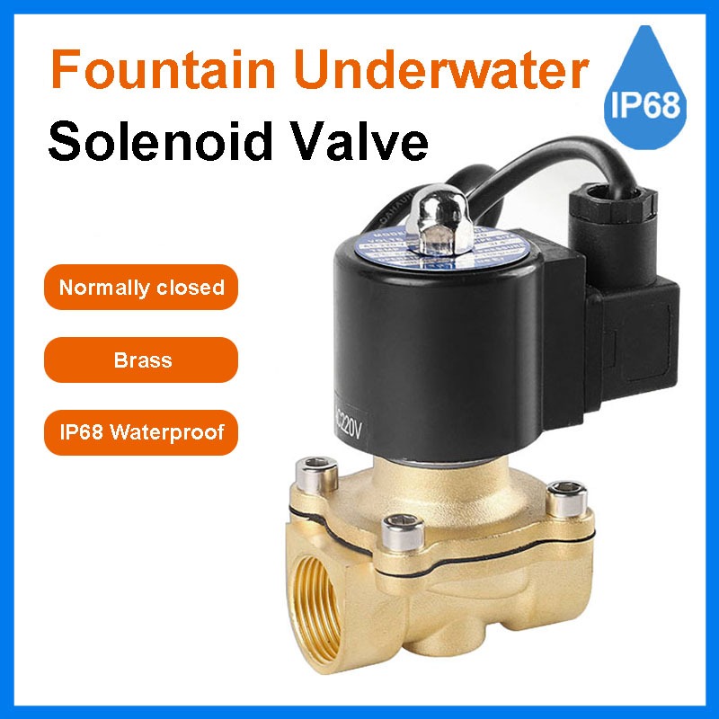 1/2 3/4 1 1-1/4 2 "ปกติปิด Fountain Solenoid วาล์ว IP68 กันน้ํา 380V 110V 220V 12V 24V น้ํา Solenoid วาล์วสําหรับใต้น้ํา