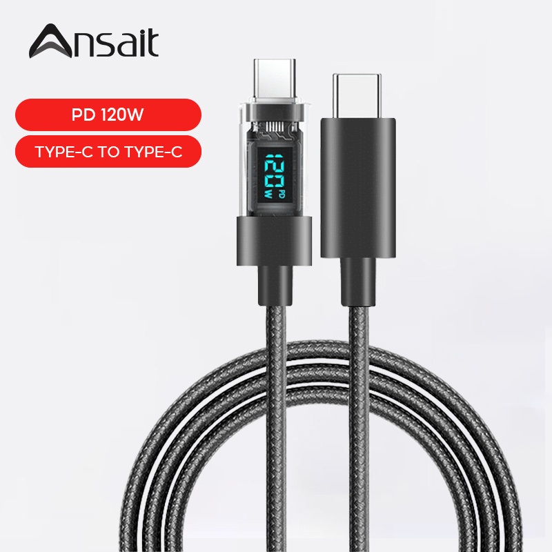 120W 6A USB C TO Type C สายชาร์จดิจิตอล PD สายชาร์จเร็ว สำหรับ Hw Samsun Phone 1เมตร รับประกัน 3 ปี