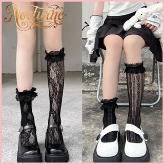 🎀 สไตล์โลลิต้า ญี่ปุ่น ถุงน่องผ้าฝ้าย โบว์+ลายลูกไม้ 🧦 สาวหว…