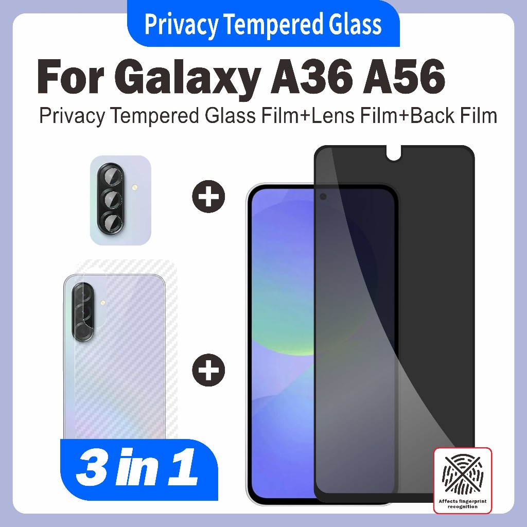 3in1 สําหรับ Samsung Galaxy A36 5G A56 5G Anti-Spy Privacy Clear Matte เซรามิคกระจกนิรภัยป้องกันหน้าจอ + ฟิล์มเซรามิคและฟิล์มด้านหลัง