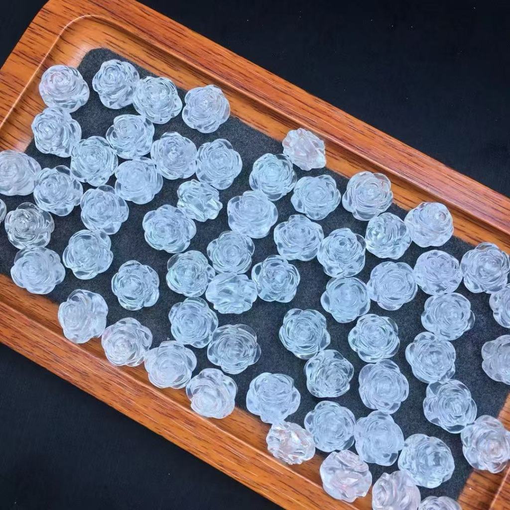 คริสตัลสีขาวธรรมชาติ Rose ประมาณ 13 มม.แกะสลักชิ้นเครื่องประดับน่ารักเครื่องประดับทําด้วยมือ diy อุปกรณ์เสริม Simple All-Match ของขวัญ