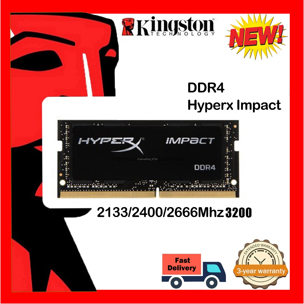 Kingston Hyperx Impart DDR4 4GB 8GB 16GB หน่วยความจําแล็ปท็อป RAM DDR4 2133Mhz 2400Mhz 2666Mhz 3200M
