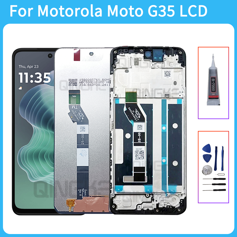 สําหรับ Motorola Moto G35 LCD XT2433-5 จอแสดงผล Touch Screen Digitizer Assembly สําหรับ Moto G35 LCD กรอบ 6.72 "ใหม่