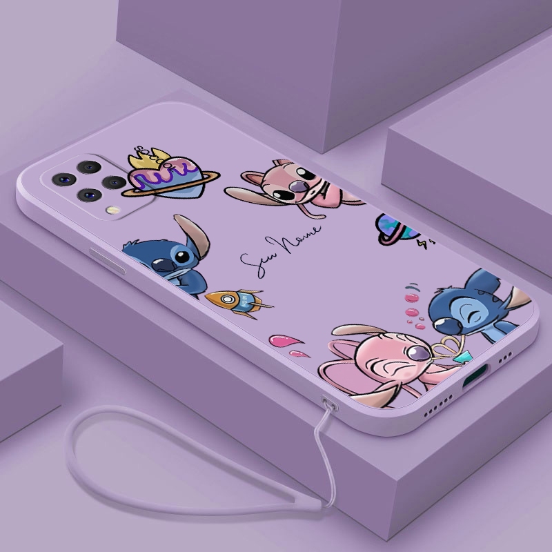 Samsung Galaxy A12 A42 A22 5G A02 ส่วนบุคคลชื่อ Stitch Love เคสโทรศัพท์ซิลิโคนอ่อนนุ่มสําหรับคู่รัก