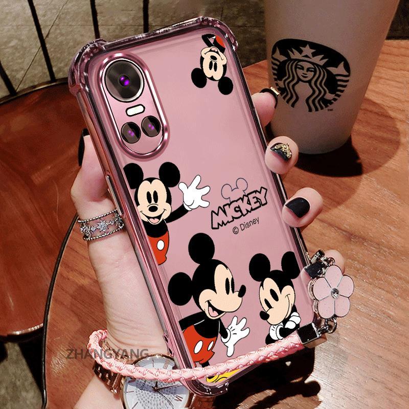 สําหรับ OPPO RENO 10 5G RENO 10 Pro 5G ซิลิโคน TPU กันกระแทก electroplated เคสโทรศัพท์ความงามการ์ตูนรูปแบบใหม่ฟรีแขวนเชือก