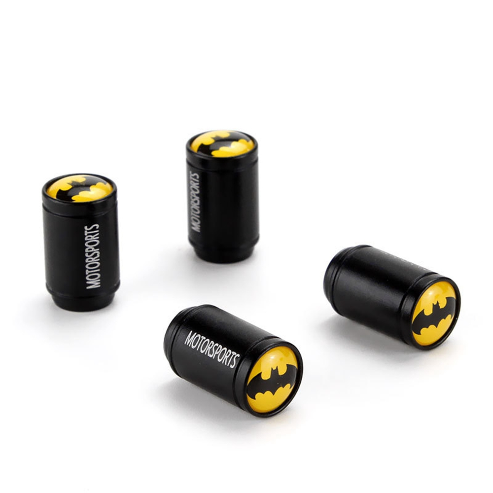 4แพ็ค รถล้อยางวาล์วก้านหมวกสําหรับแบทแมน (โลหะ -สีดํา)