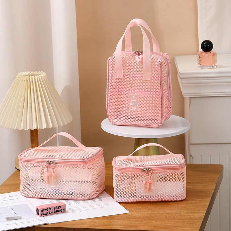 ใหม่แต่งหน้าหญิงแป้งกระเป๋าตาข่าย Make Up กรณีกระเป๋าเก็บ Vanity Storage กระเป๋าเครื่องสําอางแบบพกพา Organizer กระเป๋าสําหรับการเดินทาง