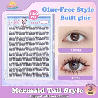 【No Need Glue!】100-120 Cluster Self-Adhesive New Upgraded Softer Lashes Glue-Free 10-12mm Curl Best Seller Lashes Reusable Tweezer Self Adhesive Strip eyelash extension
