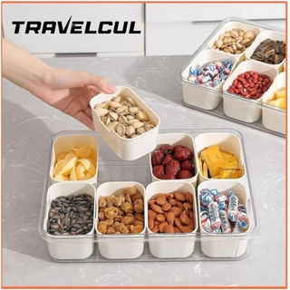 【สต็อกไทยพร้อมส่ง】TRAVELCUL 2/4/6/8 กริดตู้เย็นผักผลไม้ภาชนะเก็บอาหารถาดขนมครัวกล่องปิดผนึกฝาปิด