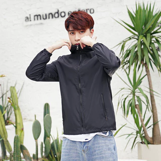 เสื้อแจ็คเก็ตกันแดดสำหรับผู้ชายในฤดูร้อน เสื้อแจ็คเก็ตมีฮู้ด น้ำหนักเบา