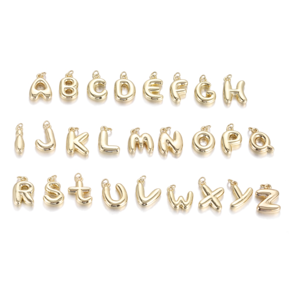 ใหม่สีทองตัวอักษร 26 ตัวอักษรหนา Charms จี้สำหรับ DIY เครื่องประดับสร้อยคอมือและต่างหูเป็นของขวัญวันเกิด