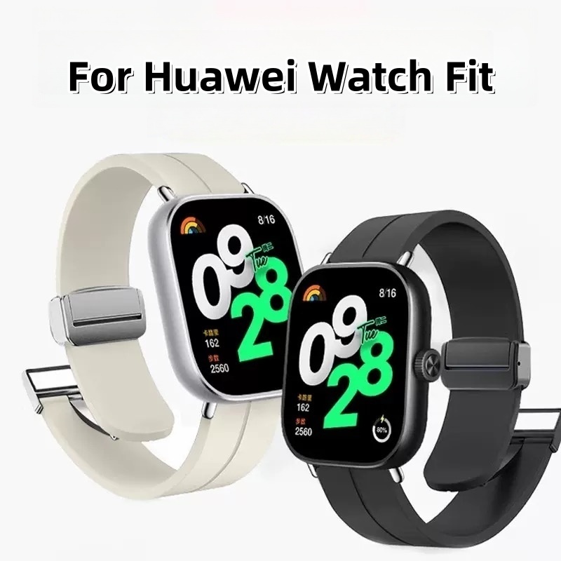 Magnetic Clasp สายซิลิโคนสําหรับ Huawei Watch Fit SE/1/2/3/Fit4/Fit4pro/Fit5/Fit5pro สายรัดข้อมือทดแทนกีฬากันน้ํา
