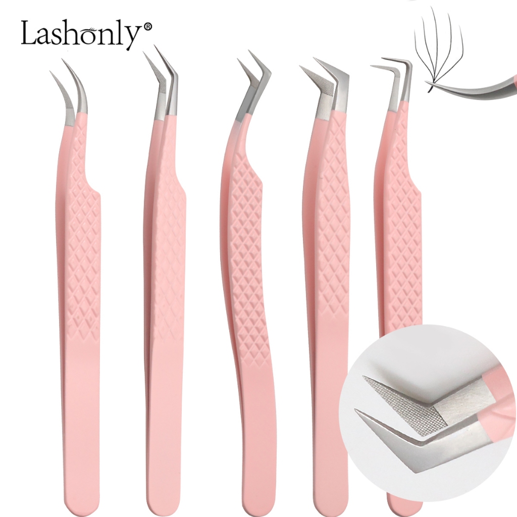Qeelasee แหนบปลายไฟเบอร์ Eyelash Extension แหนบสแตนเลส ปริมาณแฟนแยกที่แม่นยํา Lash และแหนบคิ้ว