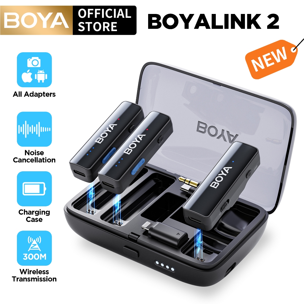 (ใหม่) BOYA BOYALINK 2.0 ไมโครโฟนไร้สาย ถ่ายทอดสดระดับมืออาชีพ สำหรับ iPhone Android DSLR