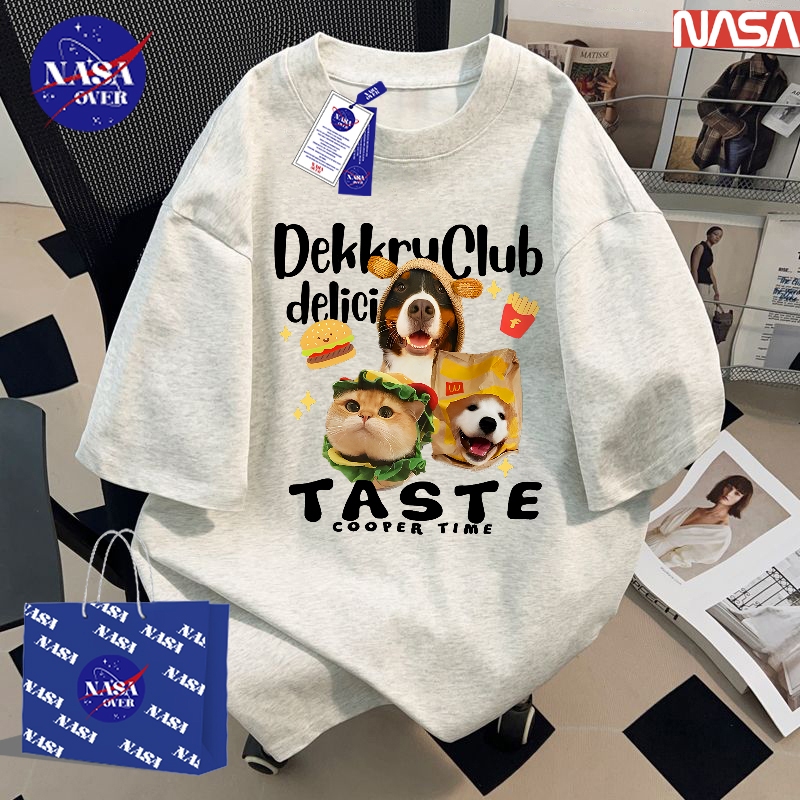 【พร้อมส่ง】🔥NASA ใส่ได้ทั้งชายหญิง ผ้าฝ้ายแท้100% แขนสั้น ทรงโอเวอร์ไซส์ เสื้อยืด🍔ลายพิมพ์แฮมเบอร์เกอร์YG1625