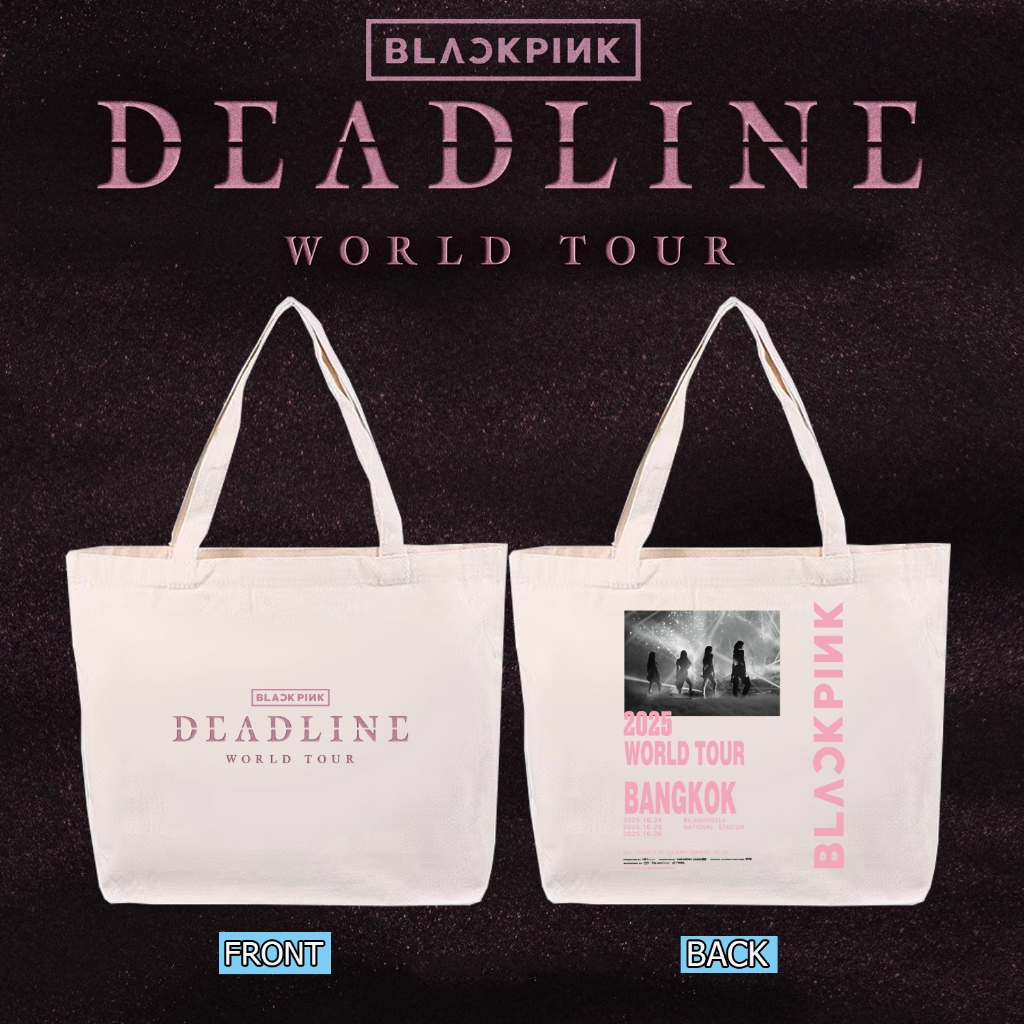 2025 BLACKPINK denline world tour กระเป๋าผ้าแคนวาสสะพายไหล่