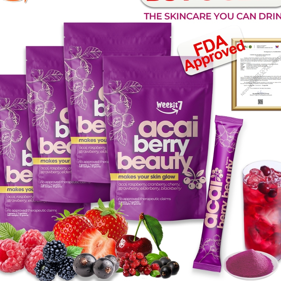 FDA ได้รับการอนุมัติWeekit7 Organic Mixed Acai Berry Powder Beauty Drink for Glowming Juice