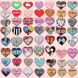 100สไตล์ไล่โทนสีหัวใจเข็มกลัด หมุด สีแดงสีเหลืองสีเขียวสีชมพ…