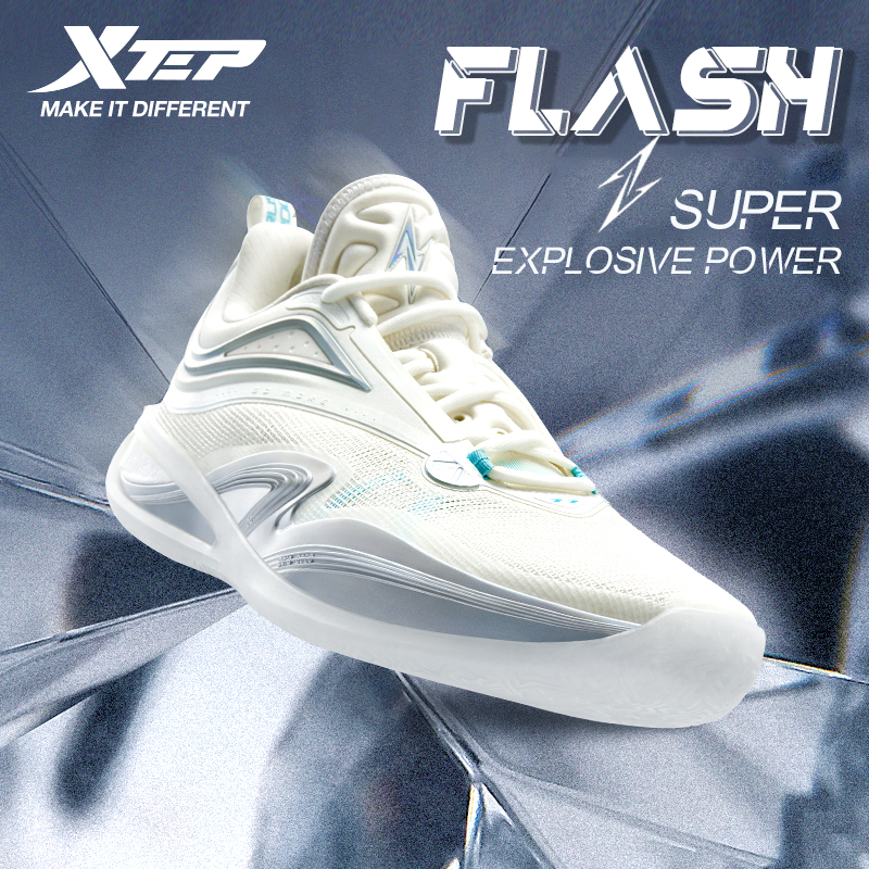 【xtep】Flash 1.0 | รองเท้าบาสเก็ตบอลผู้ชายสไตล์เดียวกัน Rebound Support Vitality Texture รองเท้าผ้าใบ