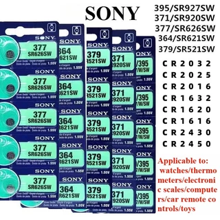 5 ชิ้นแบตเตอรี่ปุ่ม SONY นาฬิกาอิเล็กทรอนิกส์ SR626SW/377/364/371/395/379 แบตเตอรี่รีโมทคอนโทรลรถยนต์ CR2025 CR2016 CR1632 CR1620 CR16 CR2430 CR2450 CR1220