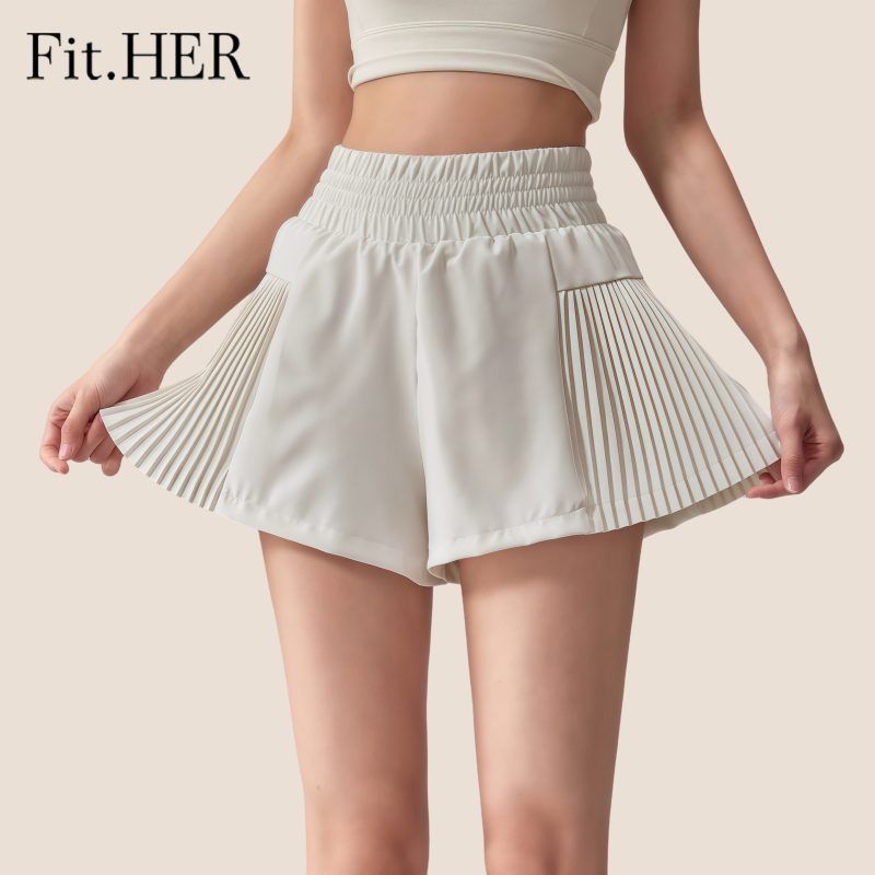 Fit HER กางเกงกีฬาขาสั้นทรงหลวมเอวสูงป้องกันแสงสะท้อนระบายอากาศวิ่งกลางแจ้งกางเกงขายาวสามชิ้นโยคะพิลาทิส – โปรปัง