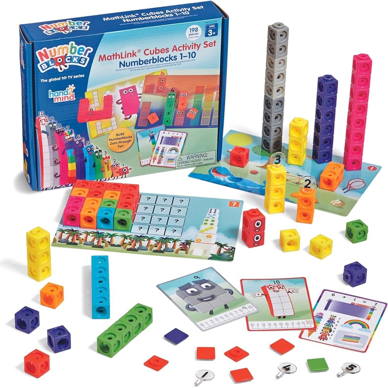 Linking Cubes คณิตศาสตร์บล็อกของเล่นการ์ดกิจกรรมภาษาอังกฤษ 10 ชิ้นหมายเลขนับชุด Snap ของเล่นเคาน์เตอร์เด็กการศึกษาการเรียนรู้ของขวัญ