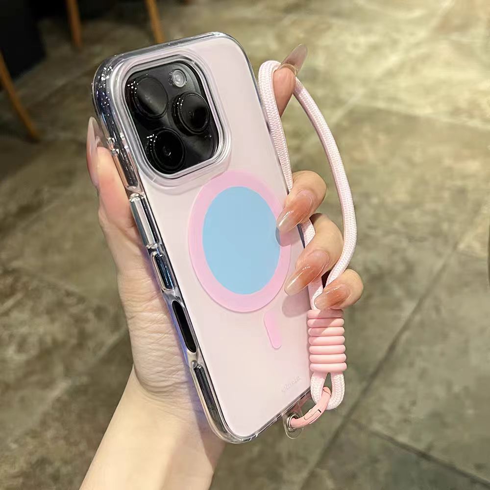 เคสแข็งบล็อกสี IMD พร้อมเชือกเส้นเล็กสําหรับ iPhone 13 pro max 14 pro max 15 pro max 16 pro max case