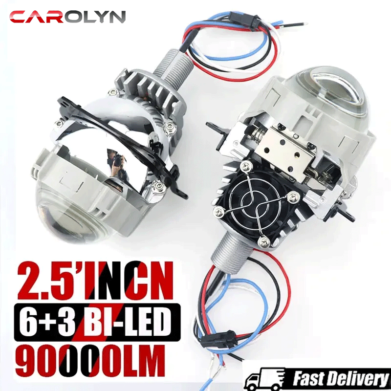 2.5 นิ้วรถ Bi LED โปรเจคเตอร์เลนส์ 90000LM สําหรับ H4 H7 9005 9006 High Low Beam H1 H11 H8 80W ไฟหน้าโปรเจคเตอร์ไฟ 12V 24V