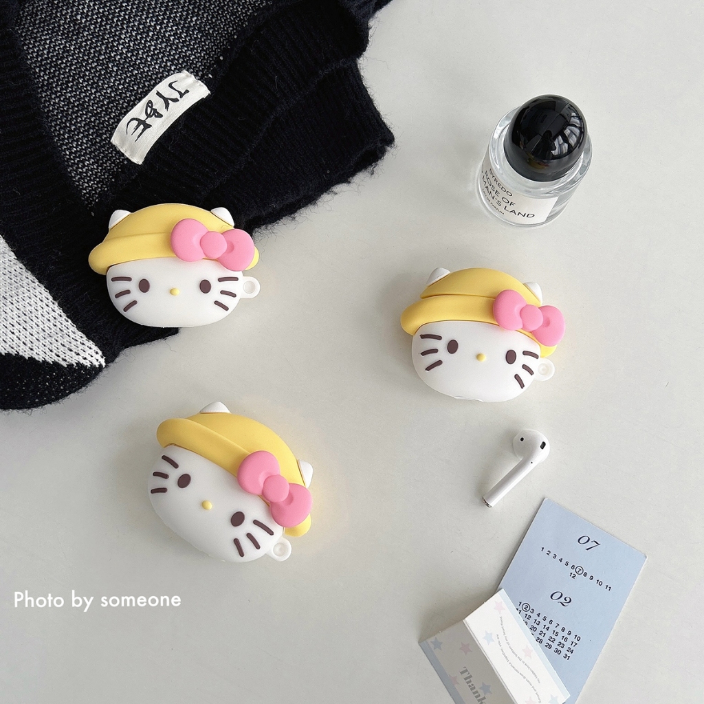 สําหรับ Huawei Freebuds se2/Pro/Pro 2/Pro 2+/Pro 3/4/4E/4i/5/5i/คลิปกรณี Hello Kitty หมวกสีเหลือง