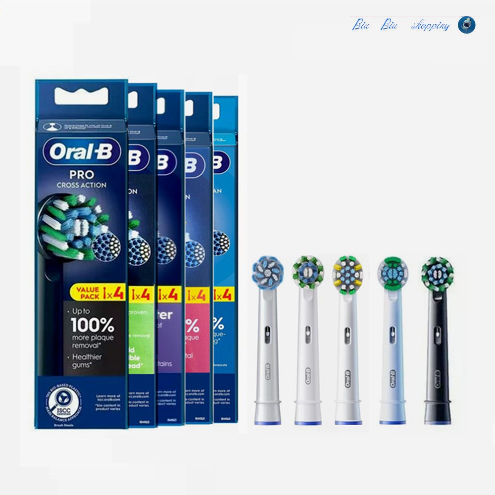 หัวแปรงเปลี่ยนแปรงสีฟันไฟฟ้าแบบหมุน Oral B PRO 4 pac (EB18/EB20/EB25/EB50)