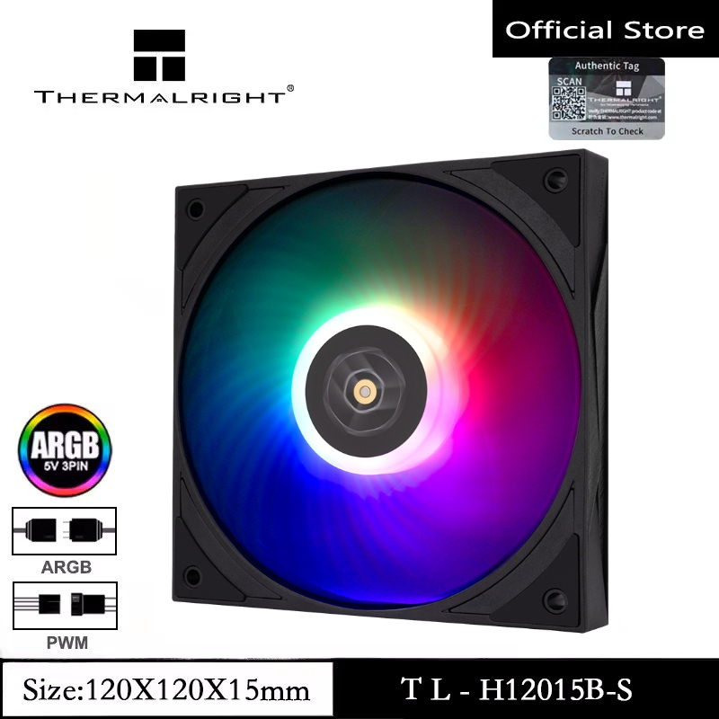 Thermalright TL-H12015B-S ARGB พัดลม 120 มม. 1900RPM พัดลมระบายความร้อน 15 มม.Slimline Cooler สําหรับ CPU Cooler พัดลม