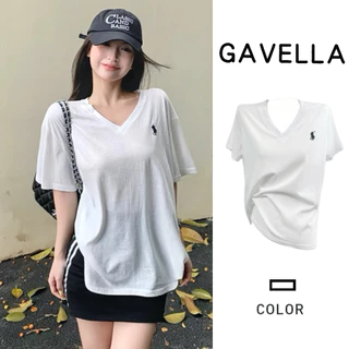 GACELLA 100%cotton เสื้อยืดเบสิคปัก เสื้อยืดผู้หญิง เสื้อเเขนสั้น เข้ากับทุกสไตล์ แบบหลวม