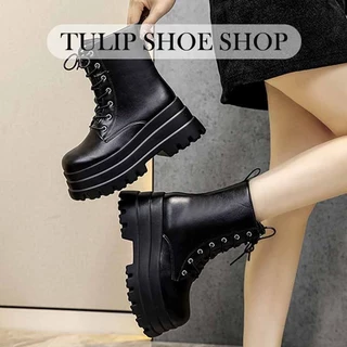 TULIP SHOE รองเท้าบูทมาร์ติน รองเท้าบูทส้นตึก เพิ่มความสูง 8 ซม พื้นหนาแบบสบาย