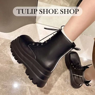 TULIP SHOE รองเท้าบูทมาร์ติน รองเท้าบูทส้นตึก เพิ่มความสูง 8 ซม พื้นหนาแบบสบาย