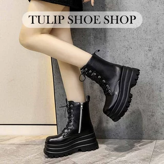 TULIP SHOE รองเท้าบูทมาร์ติน รองเท้าบูทส้นตึก เพิ่มความสูง 8 ซม พื้นหนาแบบสบาย