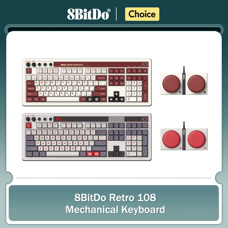 8Bitdo Retro Mechanical Keyboard,บลูทูธ/2.4G/USB-C Hot Swappable Gaming Keyboard 87 คีย์,Dual Super 