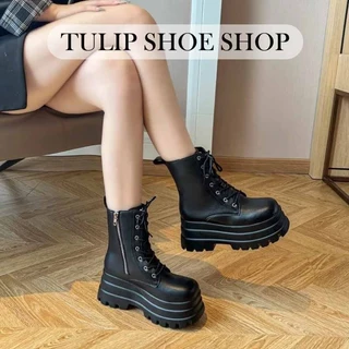 TULIP SHOE รองเท้าบูทมาร์ติน รองเท้าบูทส้นตึก เพิ่มความสูง 8 ซม พื้นหนาแบบสบาย