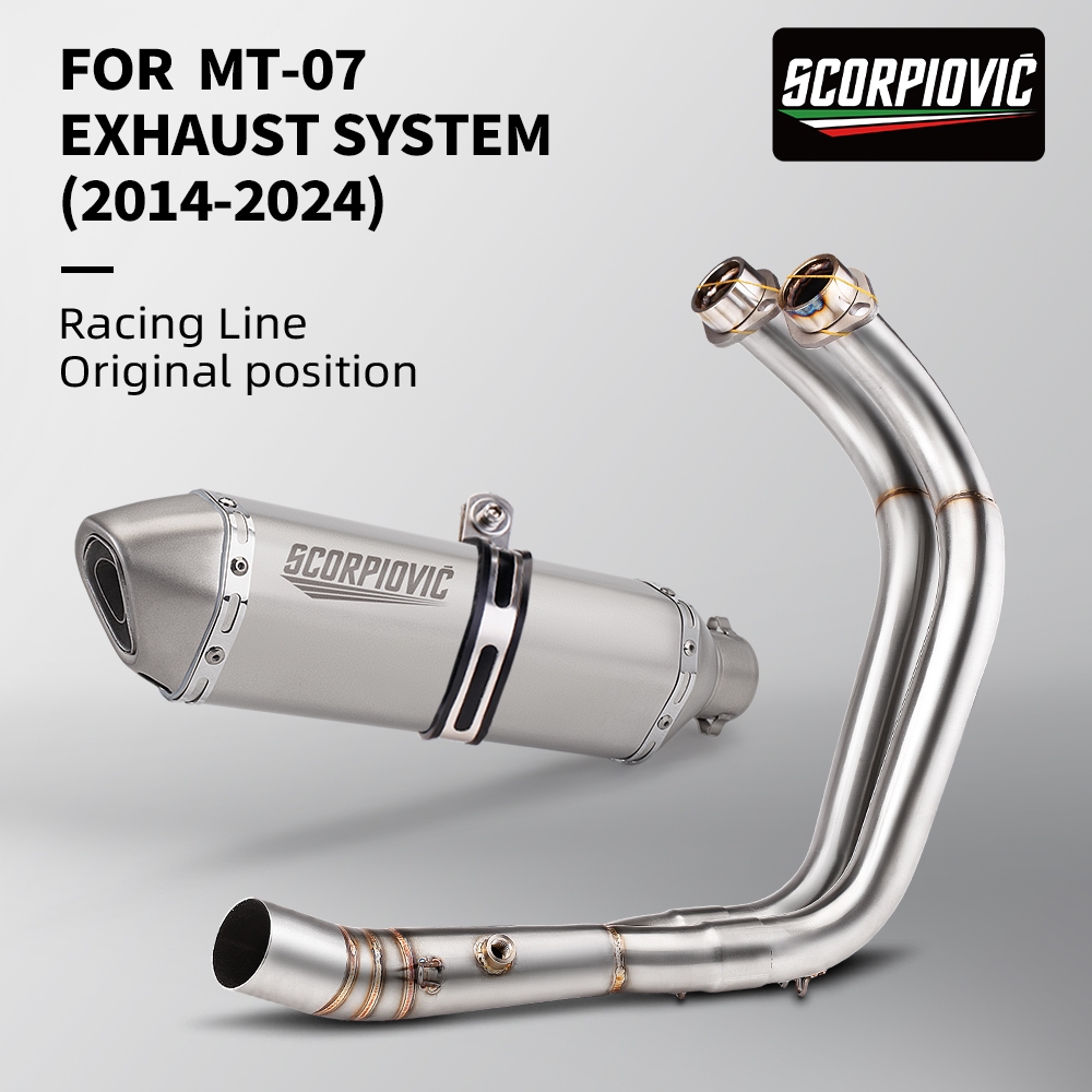 Slip On สําหรับ Mt07 Fz07 Mt Fz 07 2014-2024 Xsr700 ด้านหน้ากลาง Link ท่อรถจักรยานยนต์ท่อไอเสียเต็มร