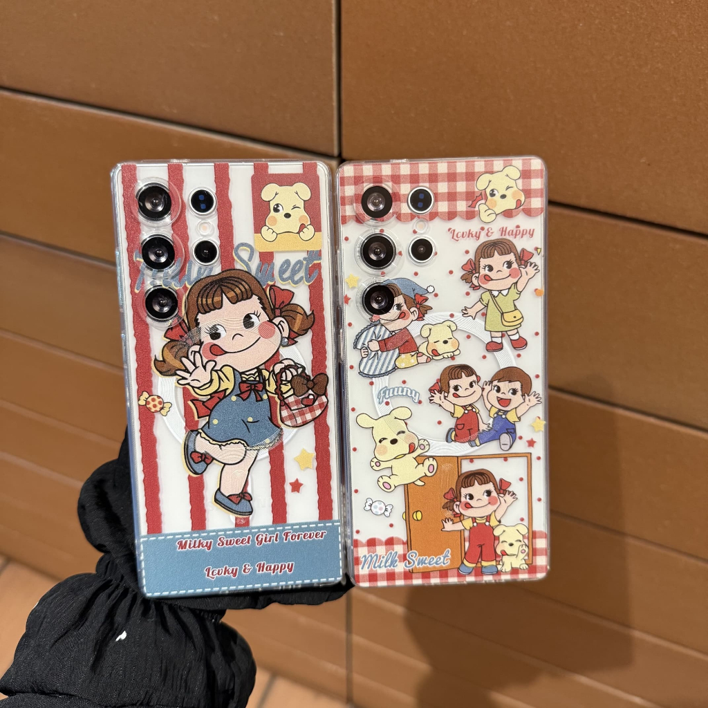 สาวน้อยการ์ตูน Magnetic วงเล็บ เคส Samsung Galaxy S26 Ultra S26 Plus S26 S25 Ultra S25 Plus S25 S24 FE S24 Ultra S24 Plus S24 S23FE S23 Ultra S23 Plus S23 S22Ultra S21FE Note20Ultra A56 A36 A55 5G Case เคสโทรศัพท์ใหม่ TPU ป้องกันการตก เคสมือถือซัมซุง