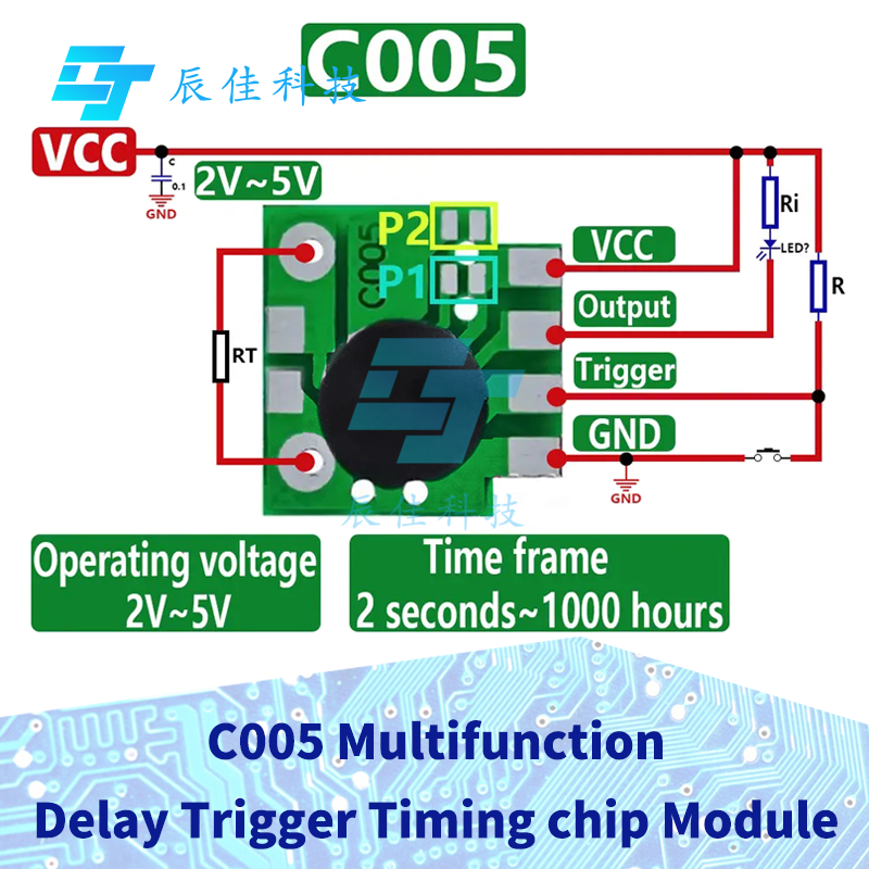 1 ~ 5 PCS C005 มัลติฟังก์ชั่น Delay Trigger Timing ชิปโมดูลจับเวลา IC Timing 2s - 1000h