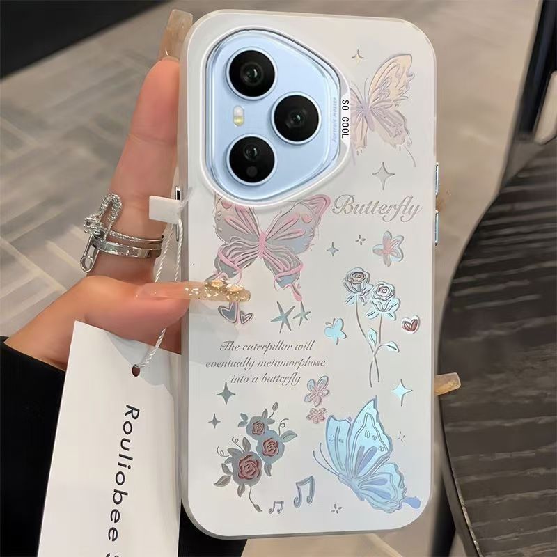 สําหรับ Honor 400 Pro Case Honor 400 5G 400 Lite Rose Butterfly เคสโทรศัพท์สีใหม่ Silver Drop Resist