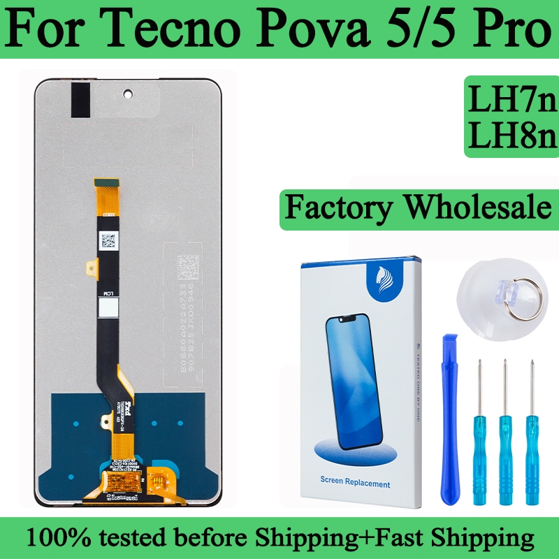 LH7n LH8n ทดสอบ 100% Lcd สําหรับ Tecno Pova 5 จอแสดงผล Touch Screen Digitizer แผงสําหรับ Pova 5 Pro 