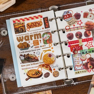 OHAYA | ตัดฟิล์มหนังสือสติกเกอร์โบราณกระพริบทราย Gourmet ความจุขนาดใหญ่สติกเกอร์ญี่ปุ่นหนังสือ Hard Shell วัสดุคู่มือ diy ตกแต่ง Cuckoo การ์ด Collage
