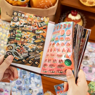 OHAYA | ตัดฟิล์มหนังสือสติกเกอร์โบราณกระพริบทราย Gourmet ความจุขนาดใหญ่สติกเกอร์ญี่ปุ่นหนังสือ Hard Shell วัสดุคู่มือ diy ตกแต่ง Cuckoo การ์ด Collage