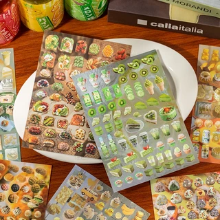 OHAYA | ตัดฟิล์มหนังสือสติกเกอร์โบราณกระพริบทราย Gourmet ความจุขนาดใหญ่สติกเกอร์ญี่ปุ่นหนังสือ Hard Shell วัสดุคู่มือ diy ตกแต่ง Cuckoo การ์ด Collage