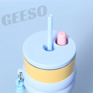 GEESO 710ML Thermal Cup With Straw ฟางถ้วยเก็บความร้อน จุขนาดใหญ่ 316 สแตนเลส พร้อมหลอด แก้วกาแฟ ถ้วยน้ำความ 吸管冰霸杯