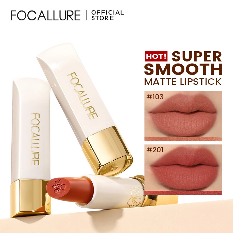 Focallure Natural #JasmineMeetsRose Matte Lipstick - เม็ดสีสูงติดทนนาน กันน้ำ น้ำหนักเบา ไม่จับเป็นก้อน นุ่มเนียน